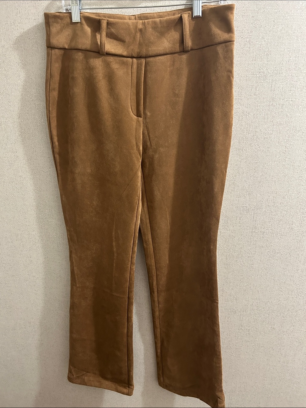 Wide Leg Suede-Look Pants in Camel